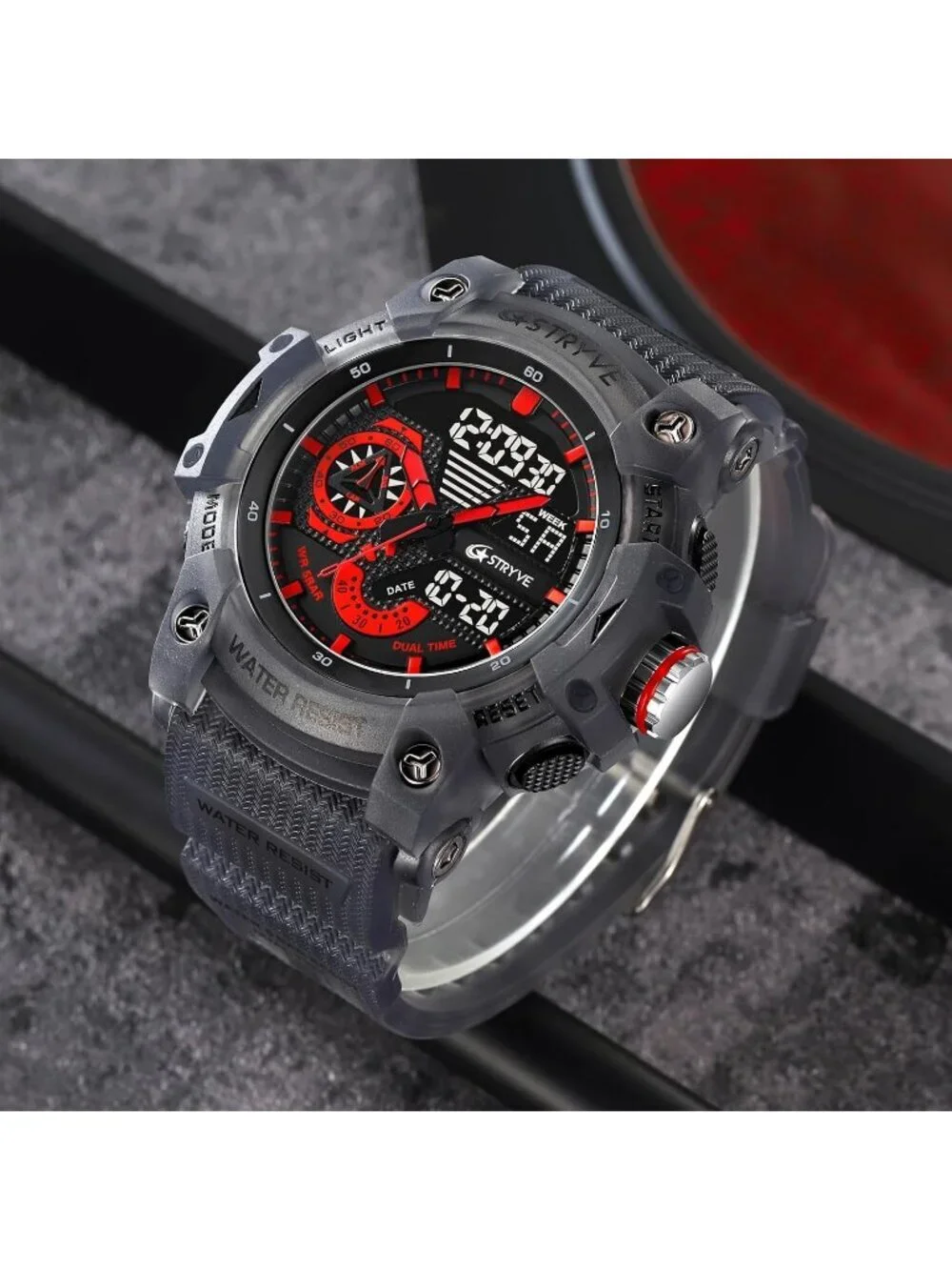 Men's Black Analog Quartz S-Shock Waterproof Outdoor Sports LED Digital Watch